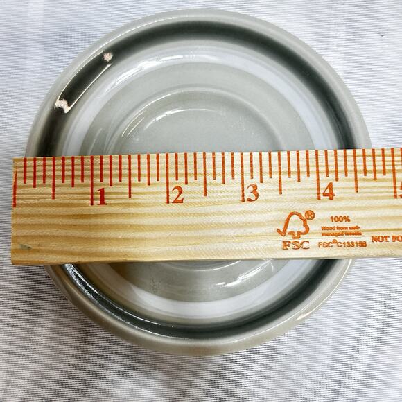 ARABIA OF FINLAND Salla Small Coffee Cup Saucer Gray Gray Tan White Stripe 4 oz. - Picture 6 of 6